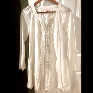 Lilly Pulitzer White Embroidered Long Sleeve Tunic